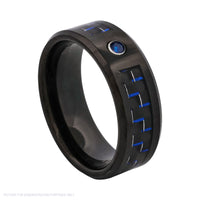 Cudworth Matte Black Ion Plated Tungsten Ring – Midnight Sapphire