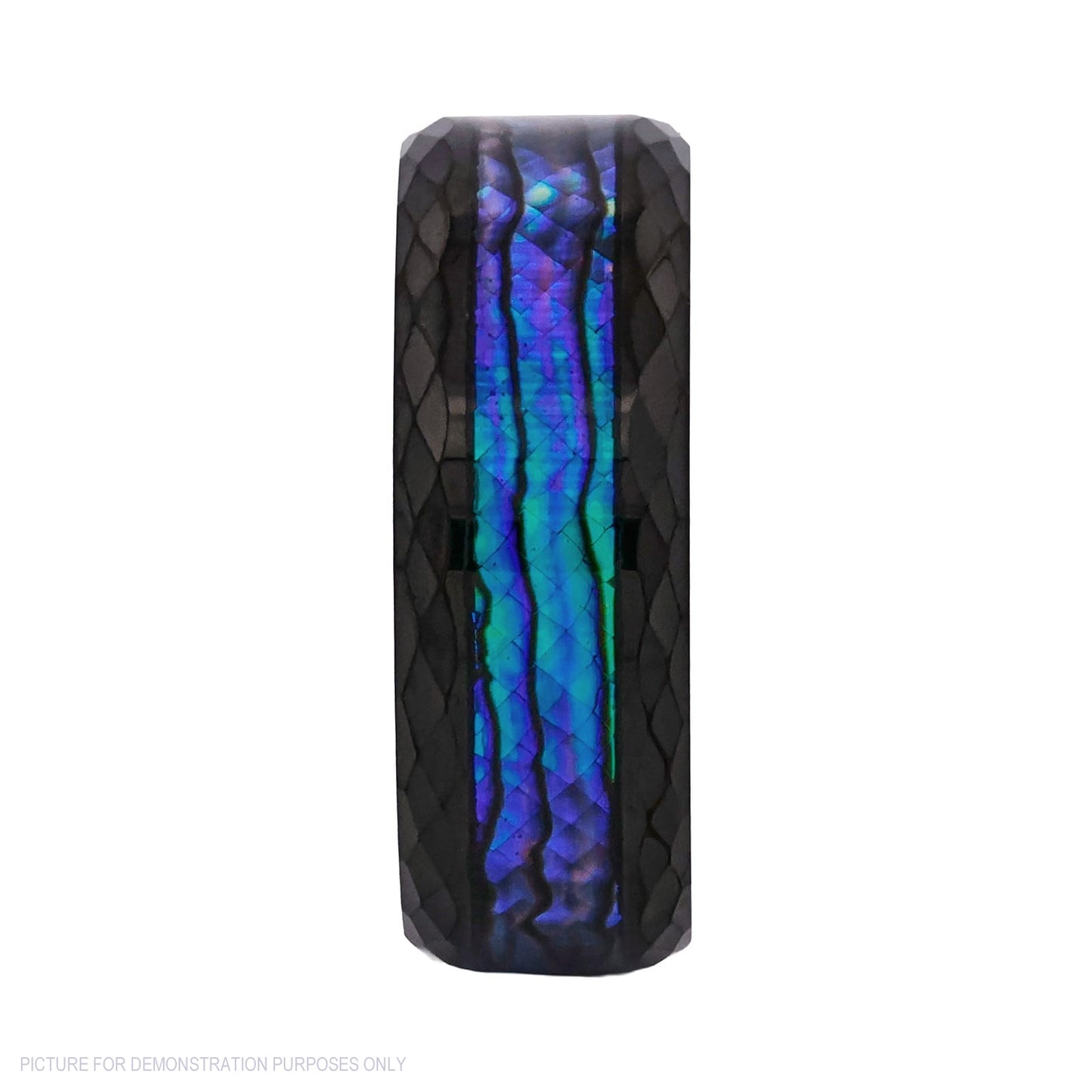 Cudworth Faceted Black Ion Plated Tungsten Ring – Aurora Obsidian
