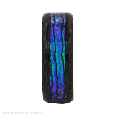 Cudworth Faceted Black Ion Plated Tungsten Ring – Aurora Obsidian
