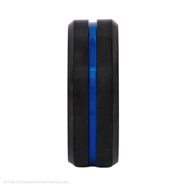 Cudworth Brushed Black and Blue Ion Plated Tungsten Ring – Titanium Blue Core