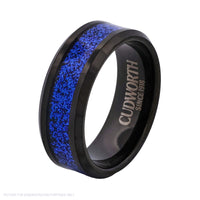 Cudworth Polished Black Ion Plated Tungsten Ring – Blue Ember