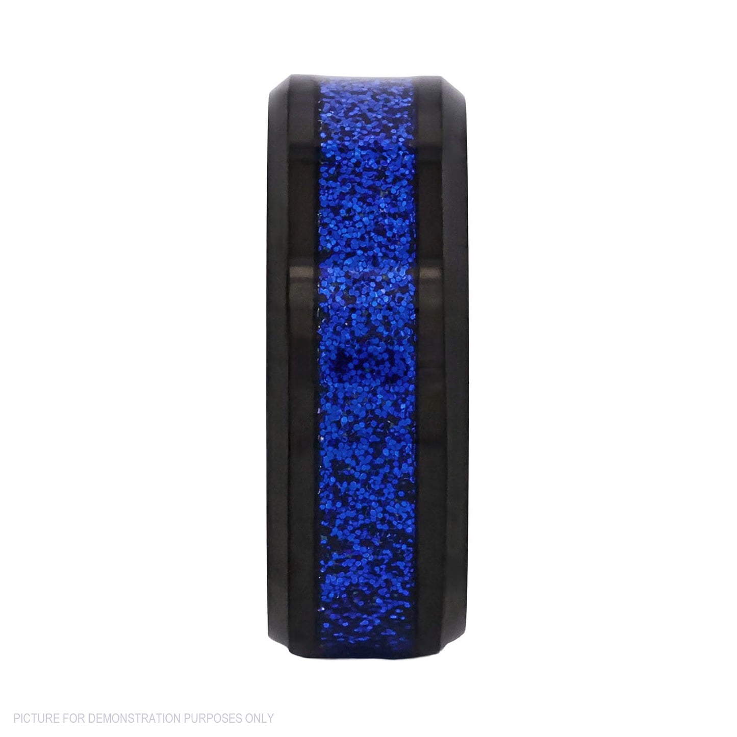 Cudworth Polished Black Ion Plated Tungsten Ring – Blue Ember