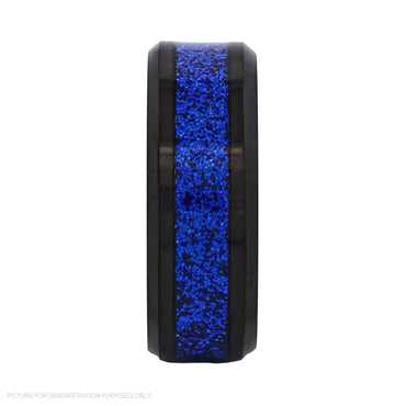 Cudworth Polished Black Ion Plated Tungsten Ring – Blue Ember