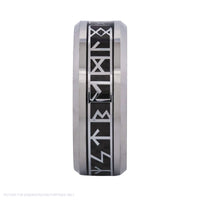 Cudworth Engraved Rhodium Tungsten Ring – Nordic Rune