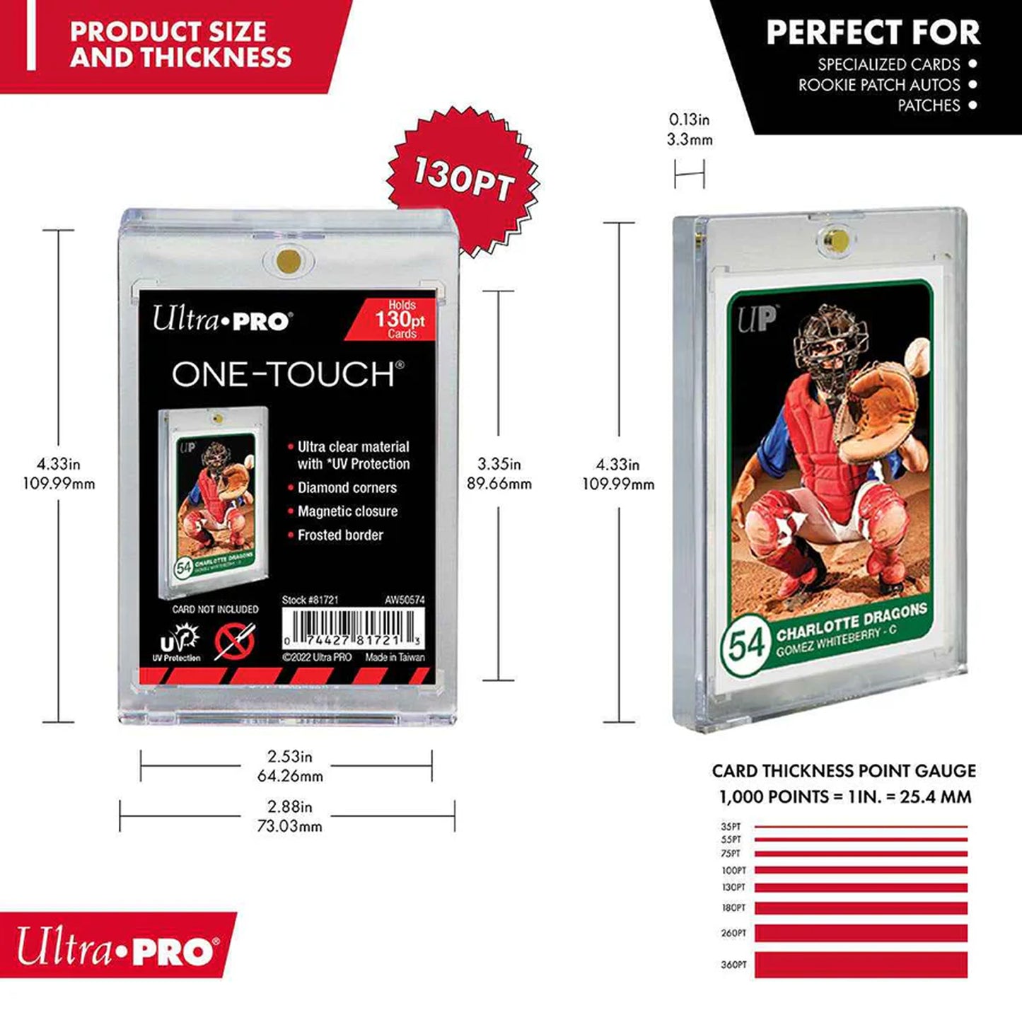 Ultra Pro One Touch Magnetic Trading Card Holder - 130pt - Shipper of 25