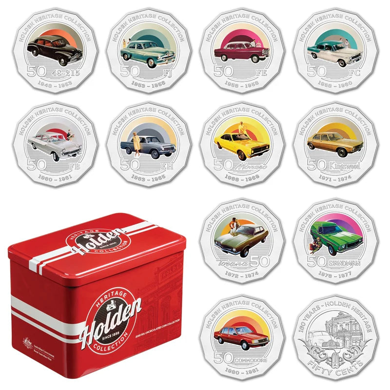 2016 50c Coloured Uncirculated 12 Coin Collection - Holden Heritage