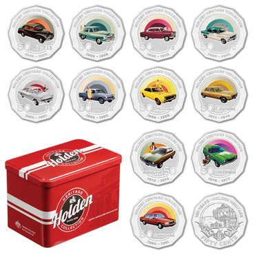 2016 50c Coloured Uncirculated 12 Coin Collection - Holden Heritage