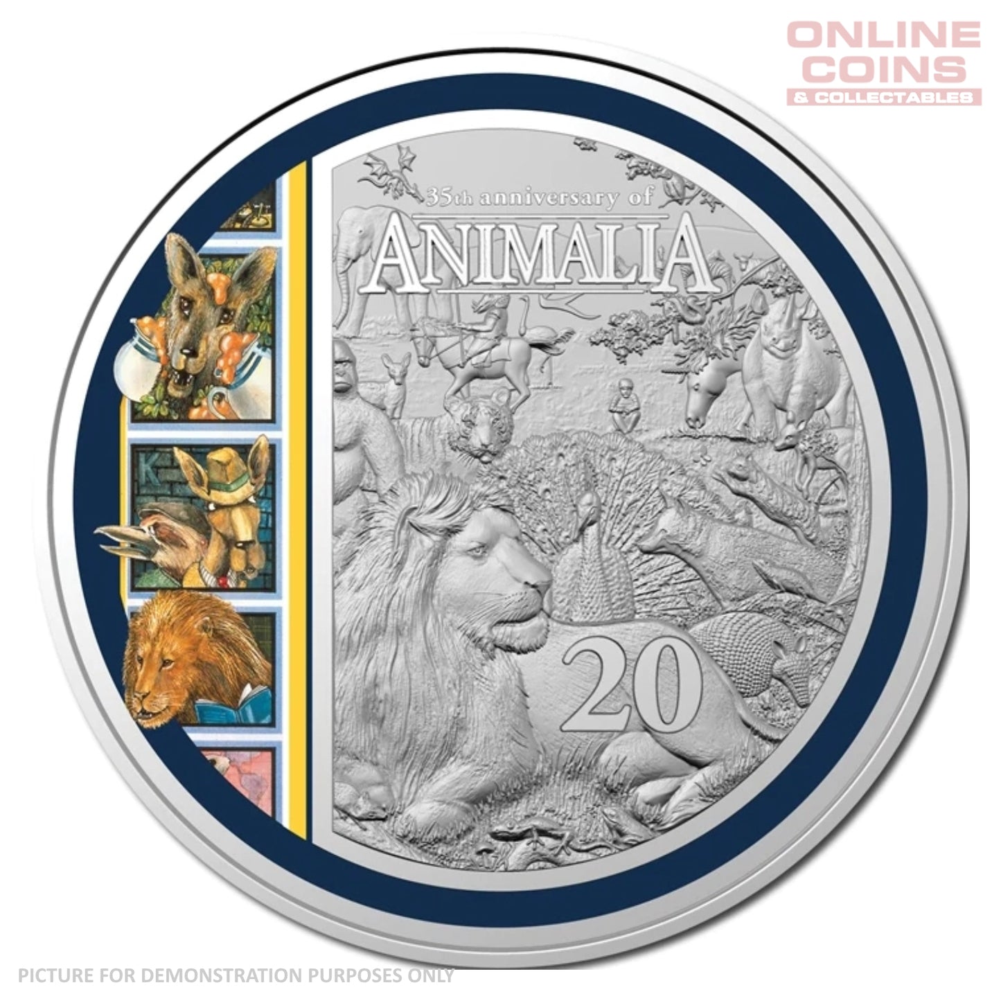 2021 RAM 35th Anniversary of Animalia 2021 20c CuNi Coloured Uncirculated Coin - Special Edition Book