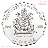 2001 RAM Centenary of Federation 50c Circulating Coin - NORFOLK ISLAND