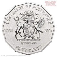 2001 RAM Centenary of Federation 50c Circulating Coin - QUEENSLAND