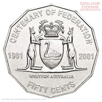 2001 RAM Centenary of Federation 50c Circulating Coin - WESTERN AUSTRALIA