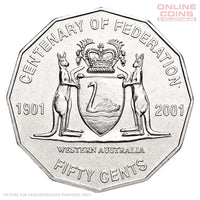 2001 RAM Centenary of Federation 50c Circulating Coin - Western Australia