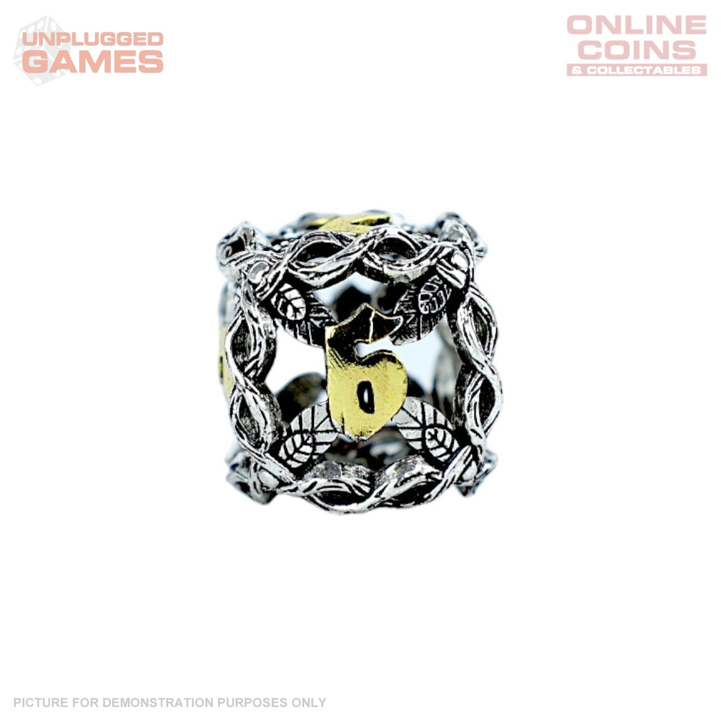 LPG Dice RPG Set Hollow Vines - Chrome and Gold