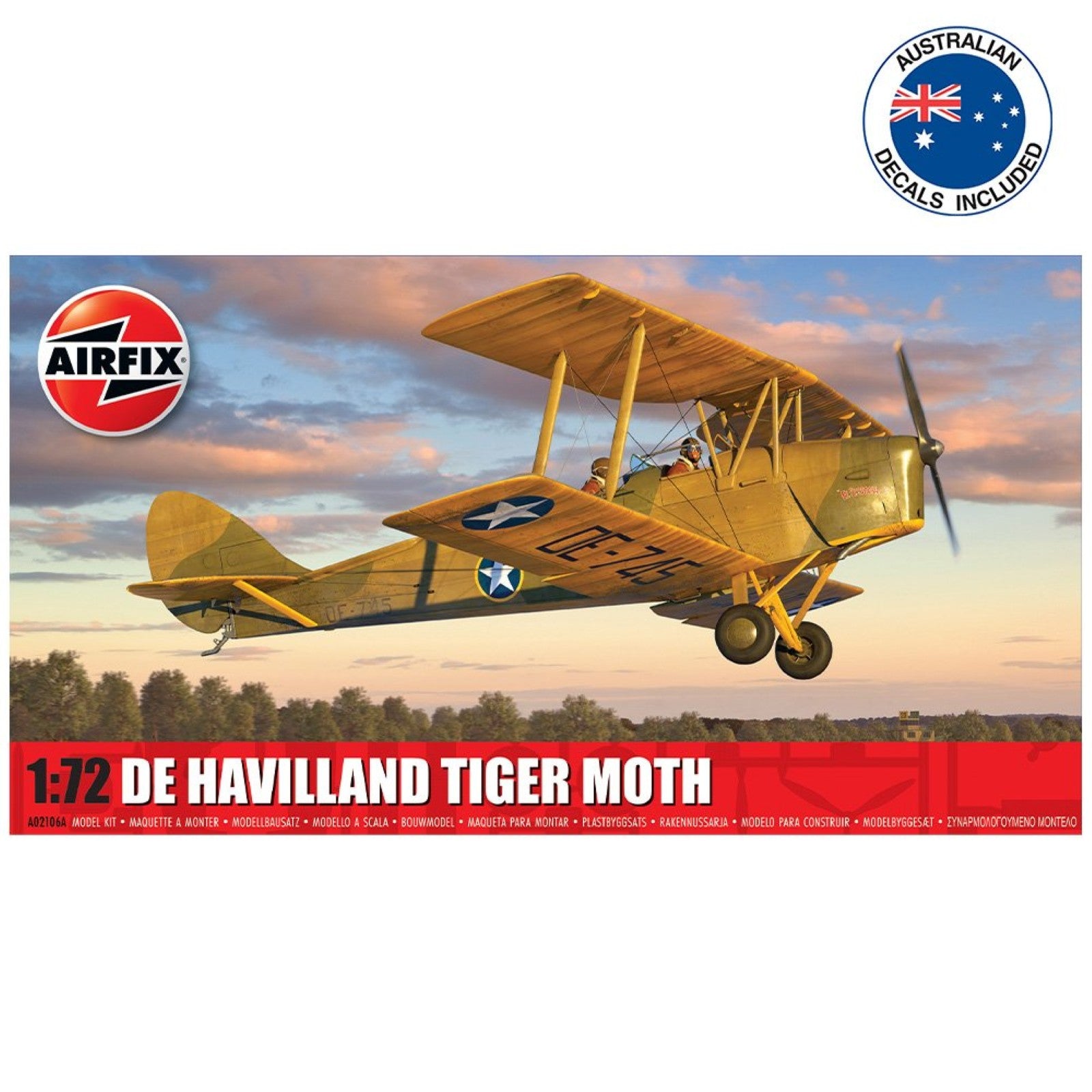 AIRFIX 1/72 DE HAVILLAND TIGER MOTH WITH AUS. DECALS