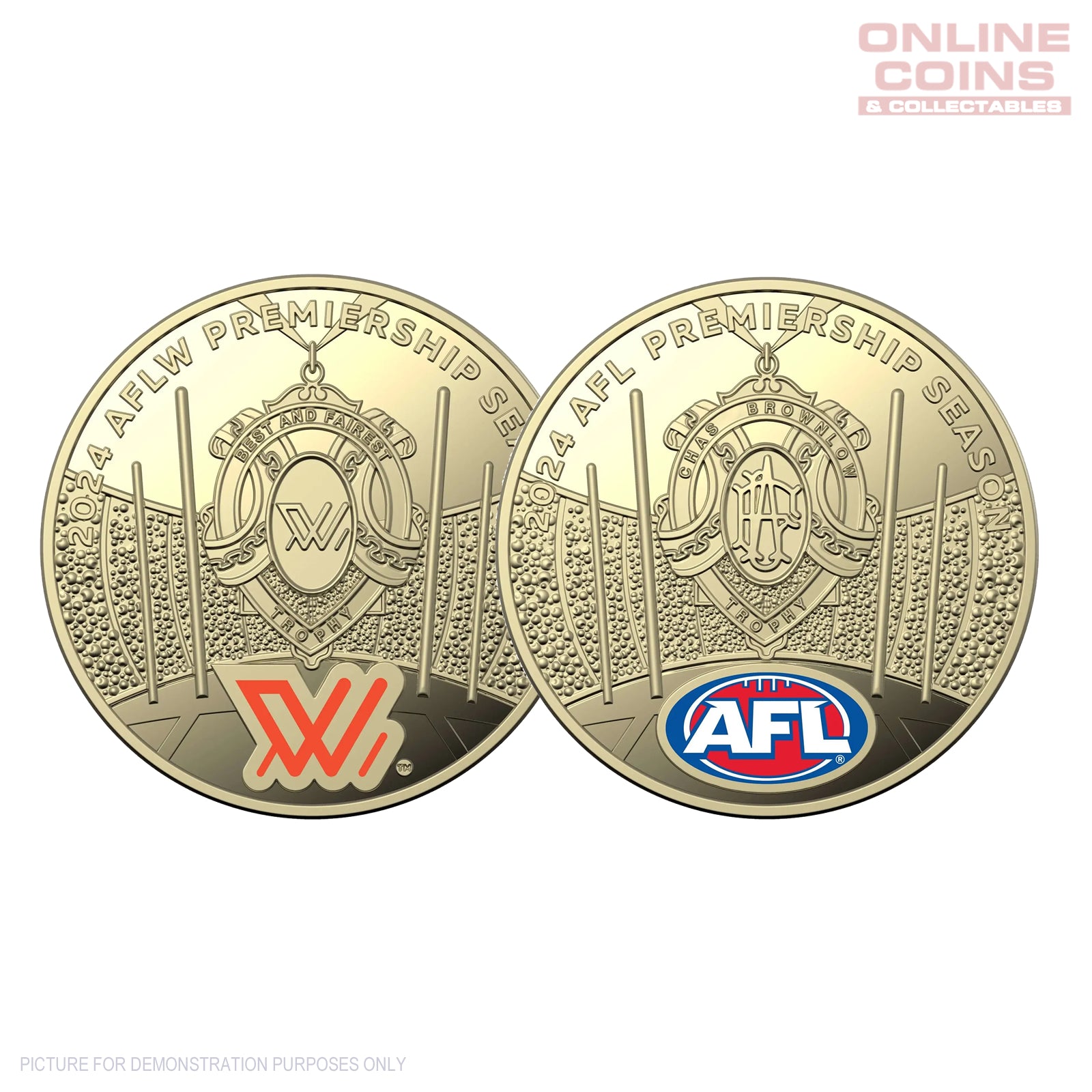 2024 Royal Australian Mint - AFL & AFLW Premiership Coloured Uncirculated $1 Coins