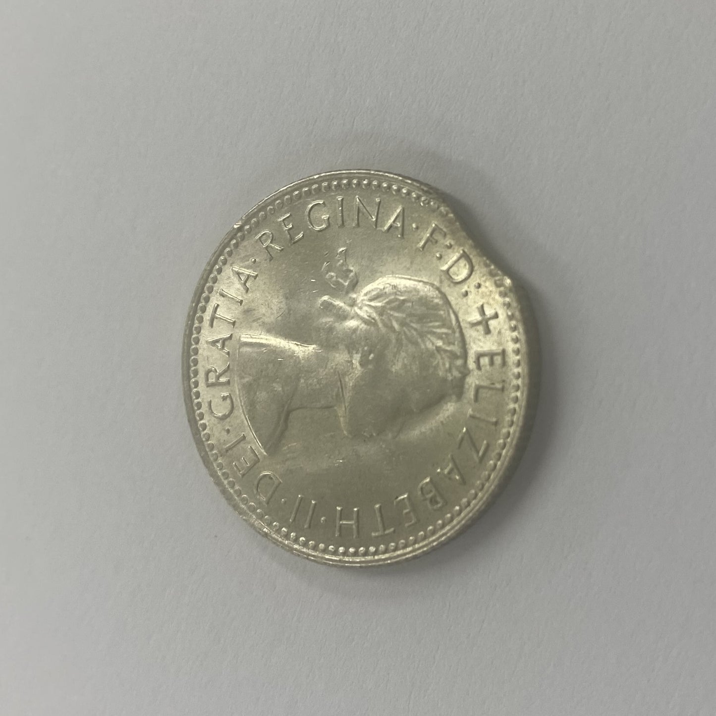 1962 Shilling - CLIPPED - Almost Uncirculated