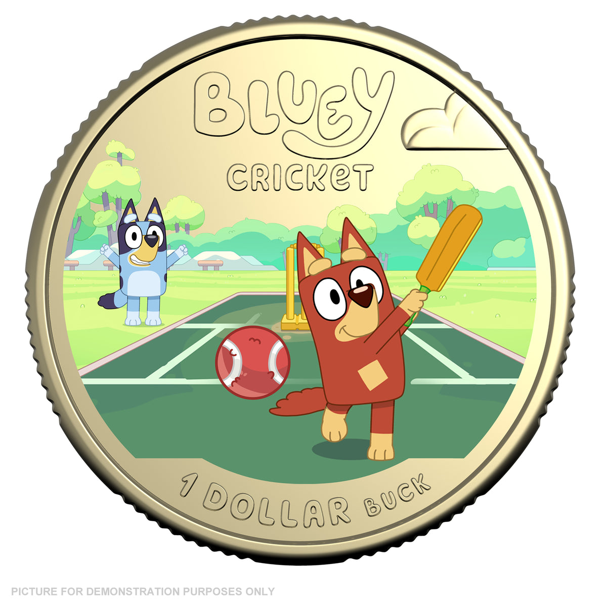 2027 Royal Australian Mint $1 Coloured Uncirculated Coin - Bluey Cricket