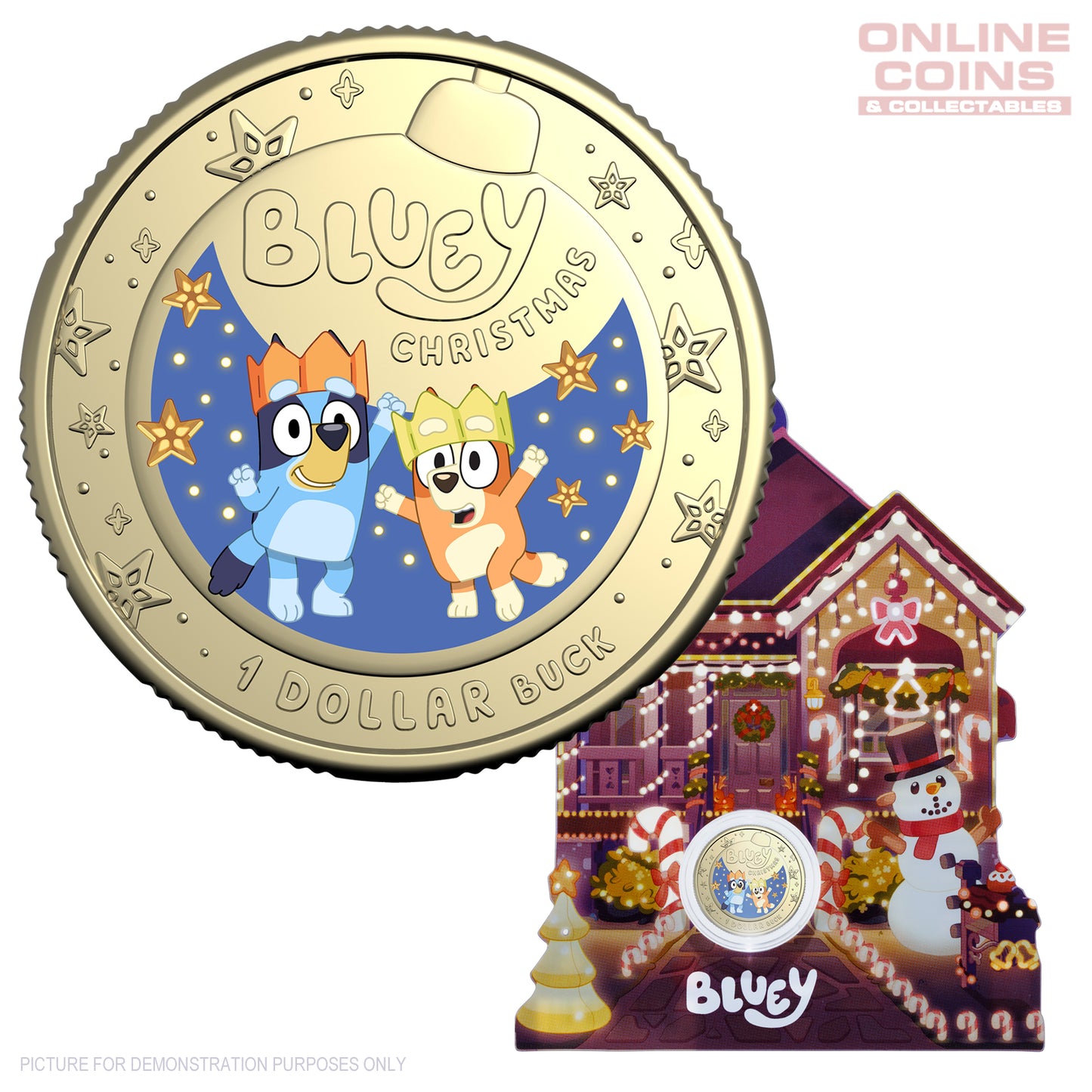 2025 RAM $1 Coloured Uncirclated Coin - Bluey Christmas