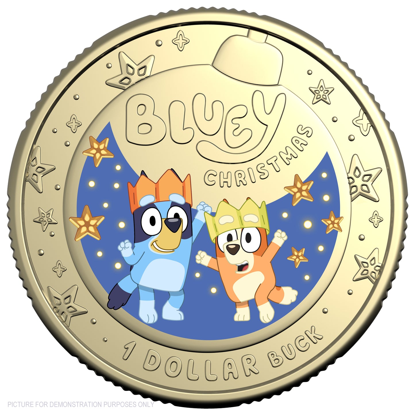 2025 RAM $1 Coloured Uncirclated Coin - Bluey Christmas