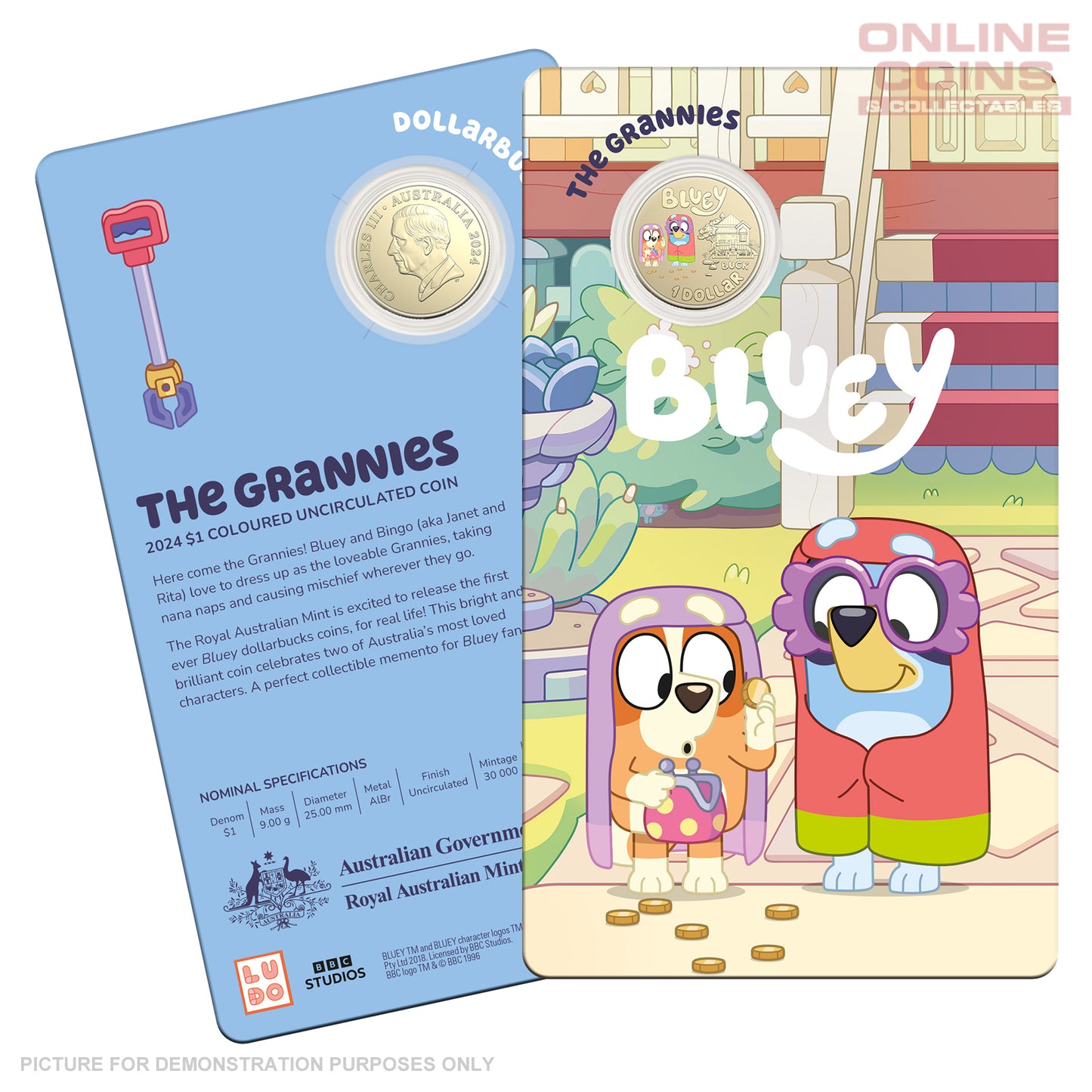 2024 $1 AlBr Coloured Uncirculated Three Coin Set - BLUEY DOLLARBUCKS