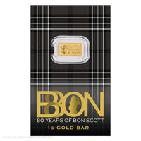 2026 Perth Mint Bon Scott 80th Anniversary - 1g Gold Minted Bar In Card
