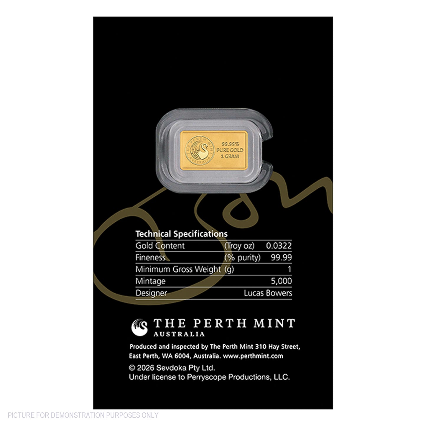 2026 Perth Mint Bon Scott 80th Anniversary - 1g Gold Minted Bar In Card