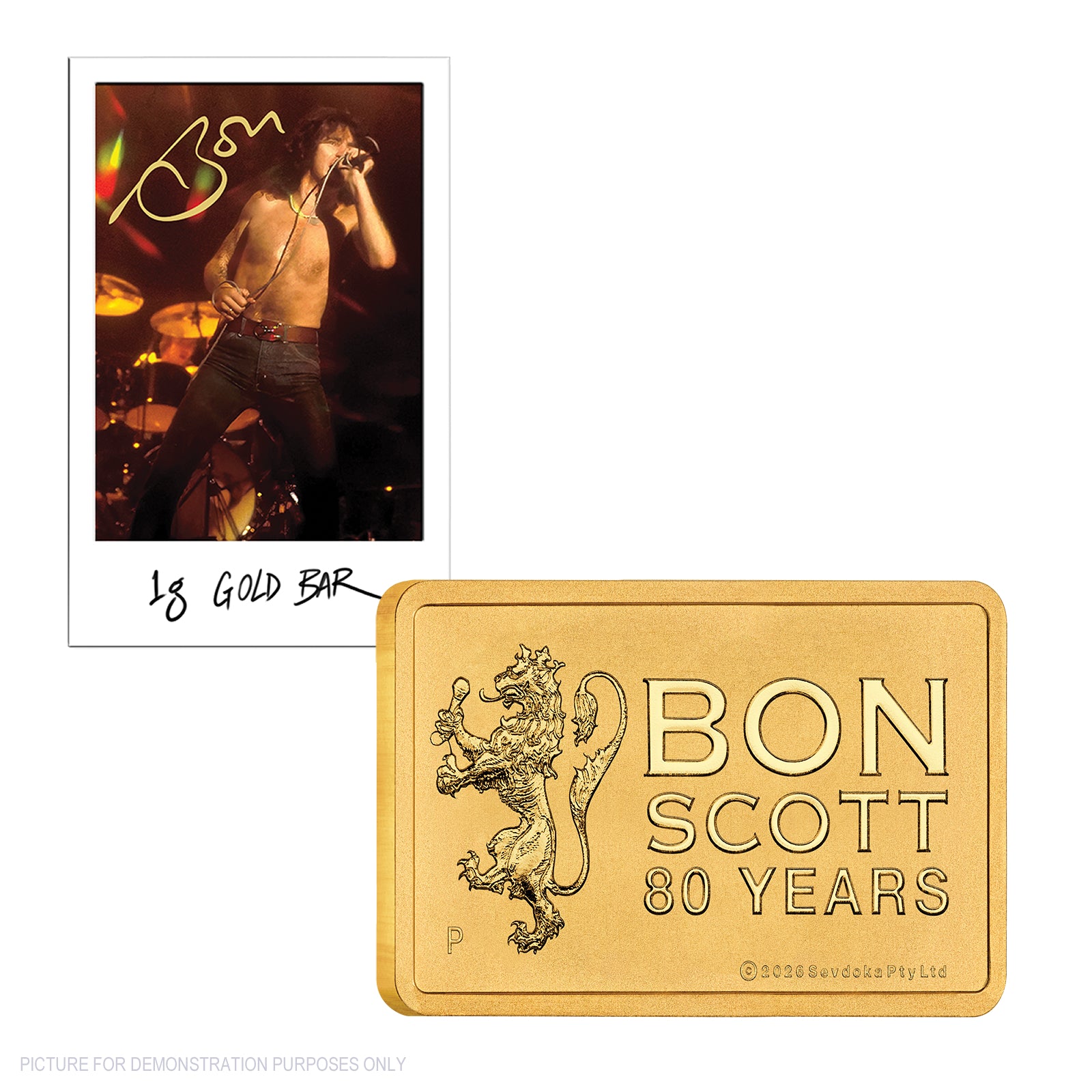 2026 Perth Mint Bon Scott 80th Anniversary - 1g Gold Minted Bar In Card