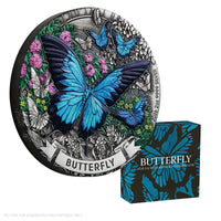 2026 Perth Mint 2oz Silver Antiqued Coloured Coin - Butterfly