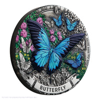 2026 Perth Mint 2oz Silver Antiqued Coloured Coin - Butterfly