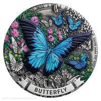 2026 Perth Mint 2oz Silver Antiqued Coloured Coin - Butterfly
