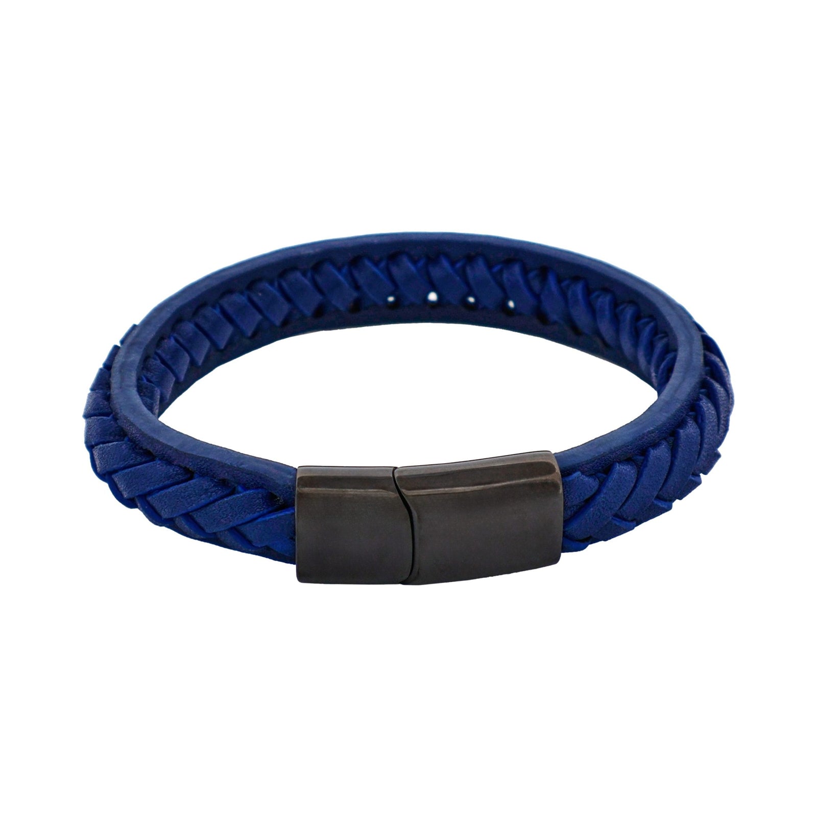 Cudworth Savage – Navy Stitched Leather & Stainless Steel Bracelet