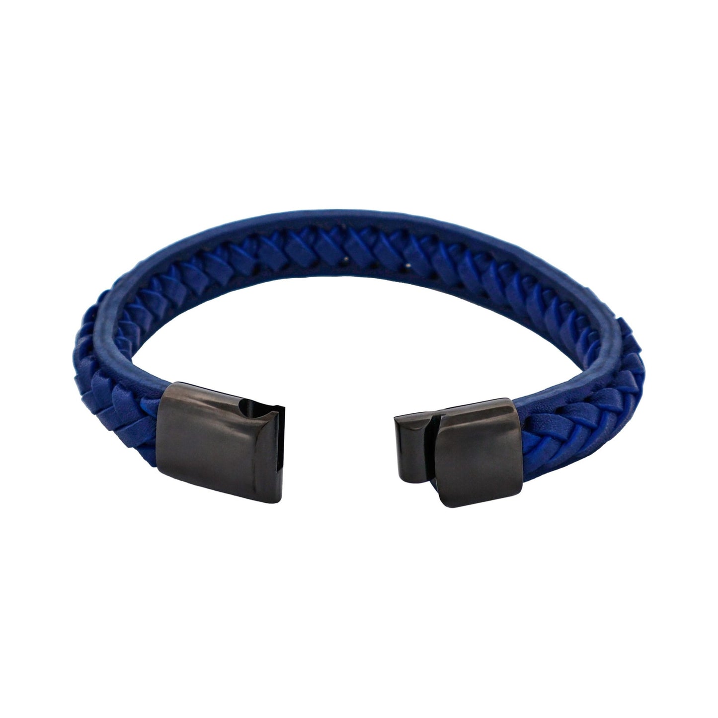 Cudworth Savage – Navy Stitched Leather & Stainless Steel Bracelet