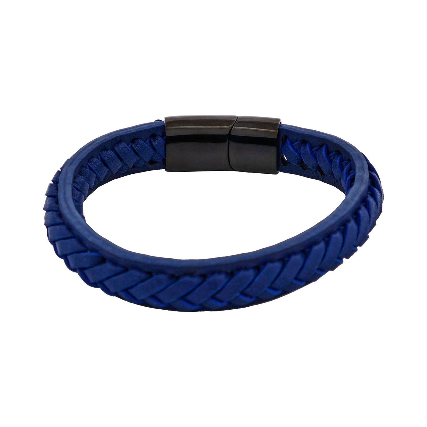 Cudworth Savage – Navy Stitched Leather & Stainless Steel Bracelet