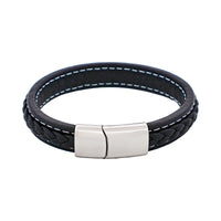 Cudworth Savage – Black Stitched Leather & Stainless Steel Bracelet
