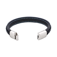 Cudworth Savage – Black Stitched Leather & Stainless Steel Bracelet