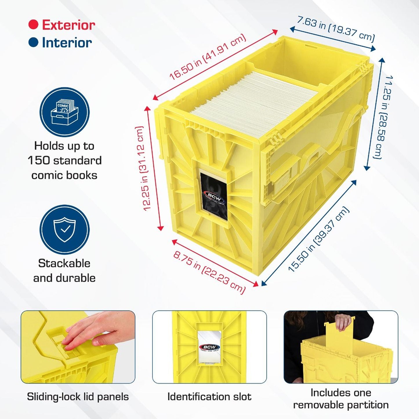 BCW Short Comic Book Bin - YELLOW - PRE ORDER