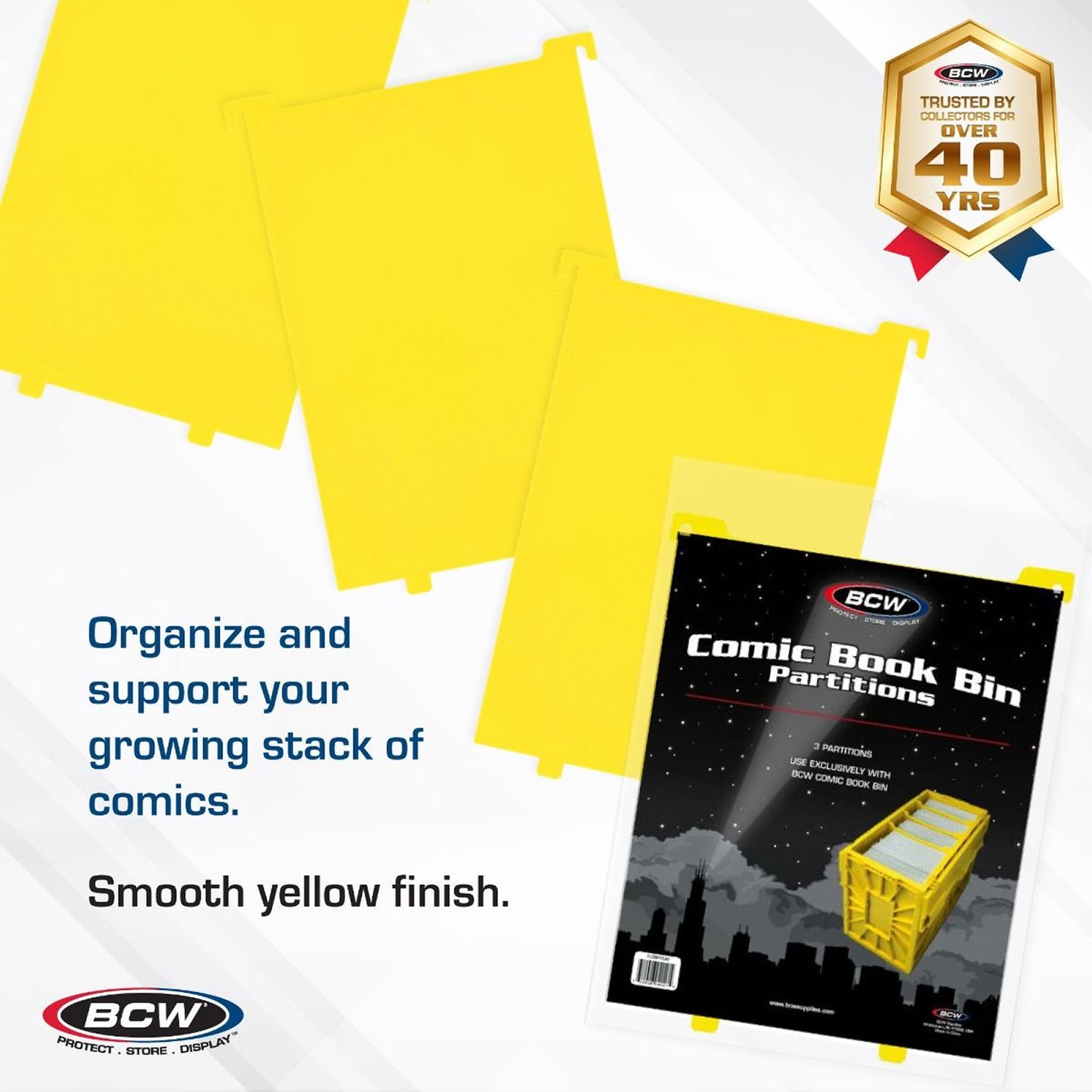 BCW Comic Book Bin Partitions - YELLOW - PRE ORDER