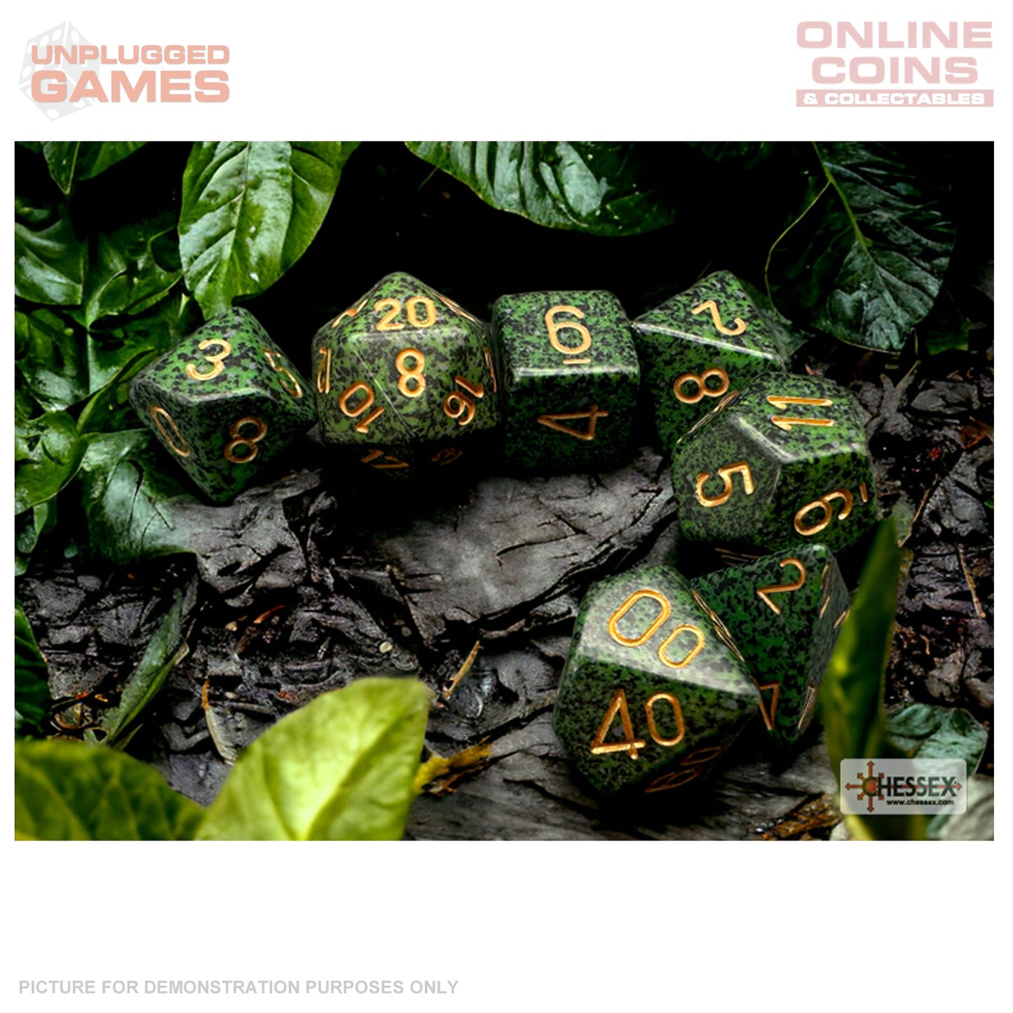 Chessex Speckled Golden Recon Polyhedral 7-Dice Set