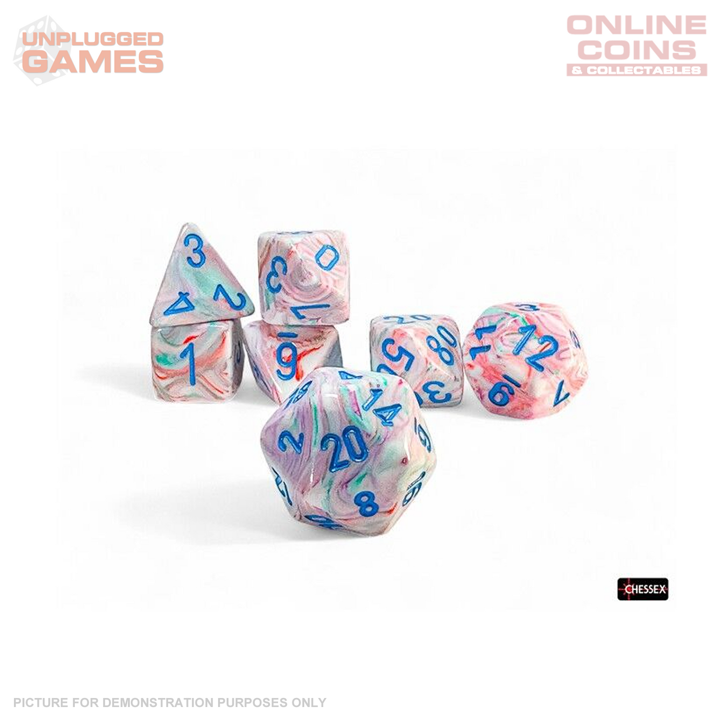 Chessex - Festive Mega-hedral Pop Art Blue 7-Die Set