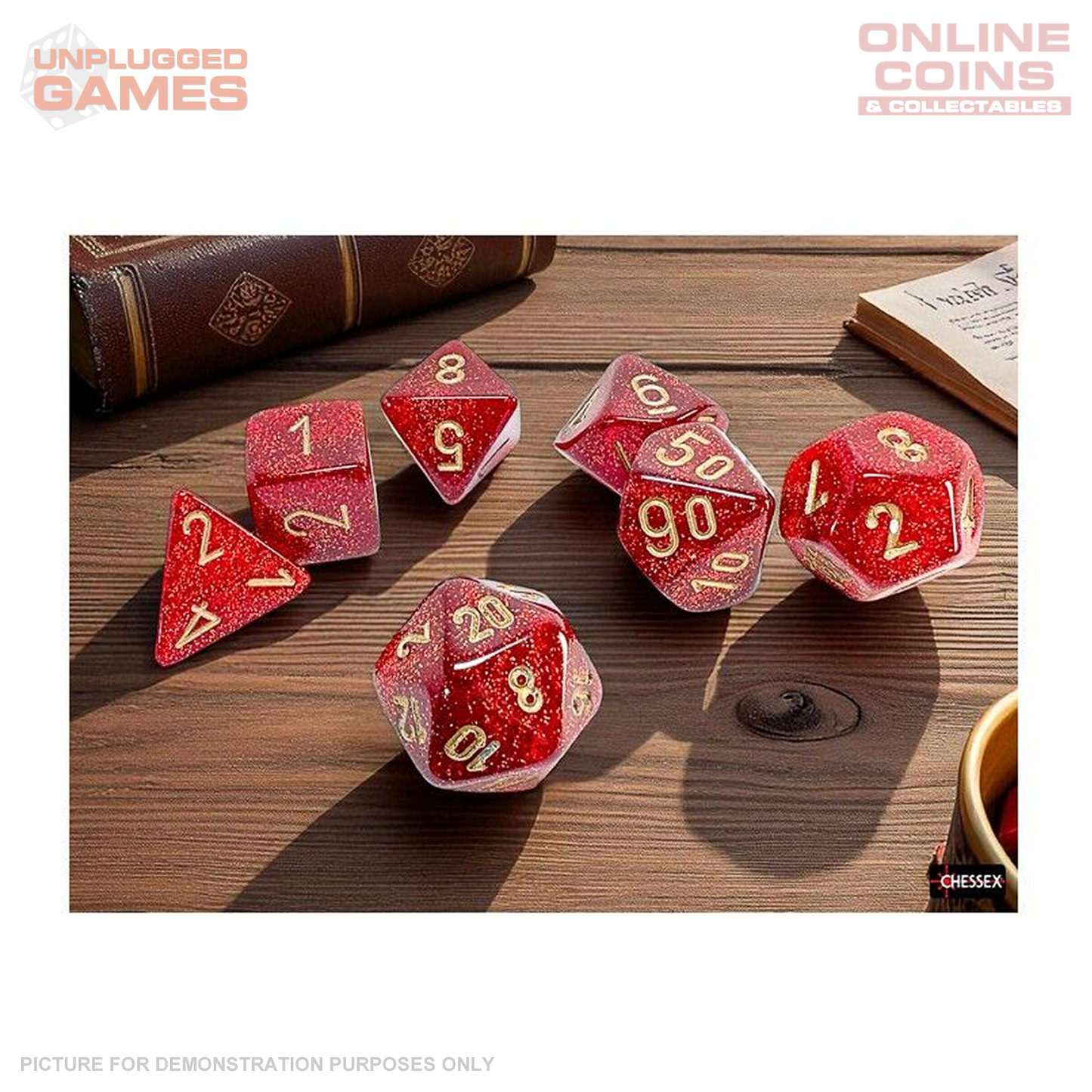 Chessex - Glitter Mega-hedral Ruby Gold 7-Die Set