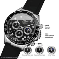 Cudworth Apex Chronograph Jet Black & Silicone Watch