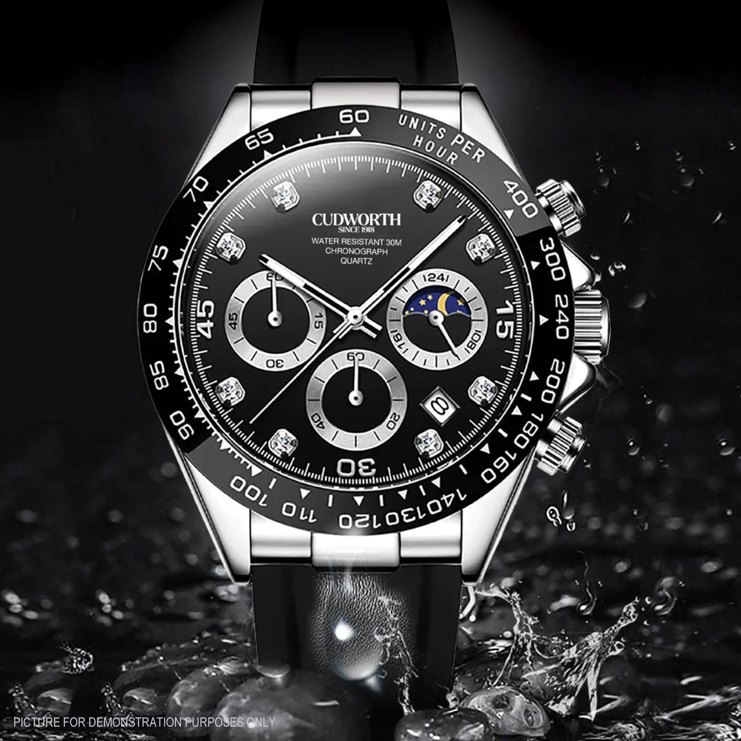 Cudworth Apex Chronograph Jet Black & Silicone Watch