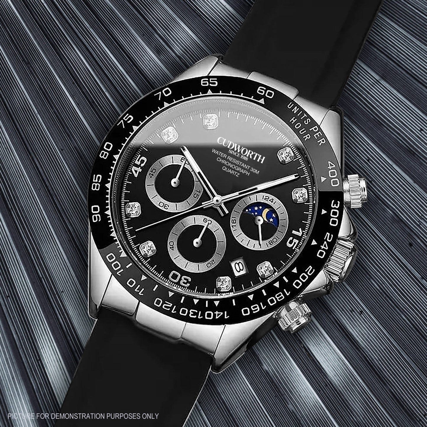 Cudworth Apex Chronograph Jet Black & Silicone Watch