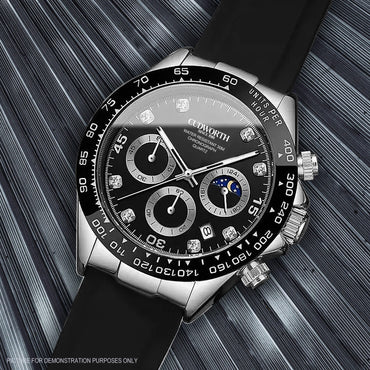 Cudworth Apex Chronograph Jet Black & Silicone Watch