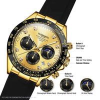 Cudworth Apex Chronograph Gold & Silicone Watch