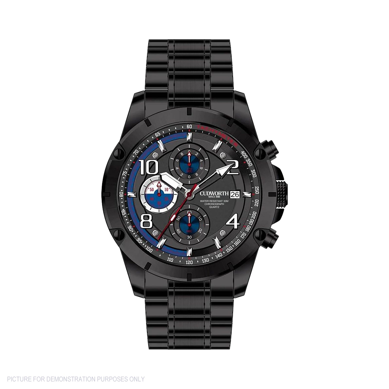 Cudworth Velocity Chronograph, Black Steel Watch