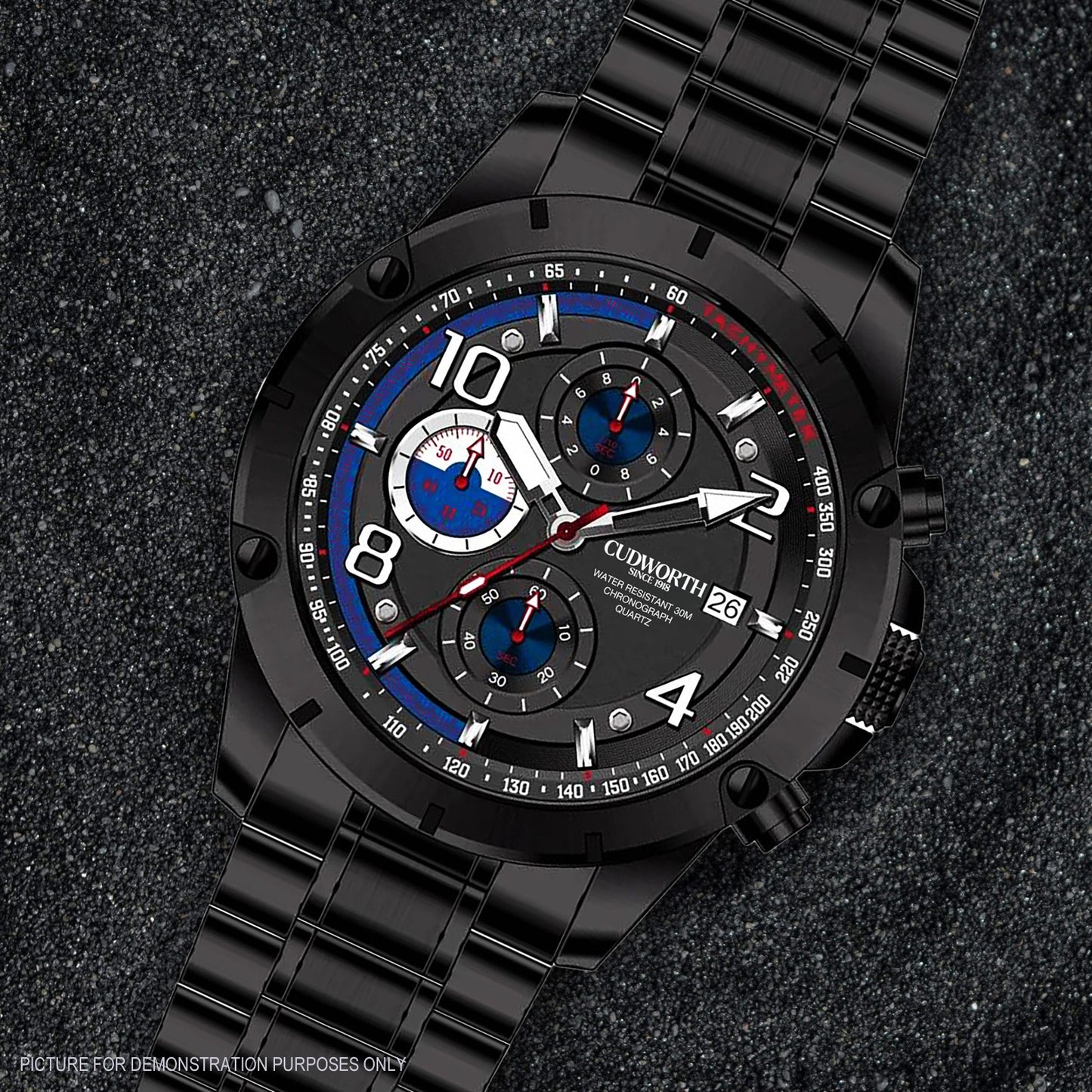 Cudworth Velocity Chronograph, Black Steel Watch