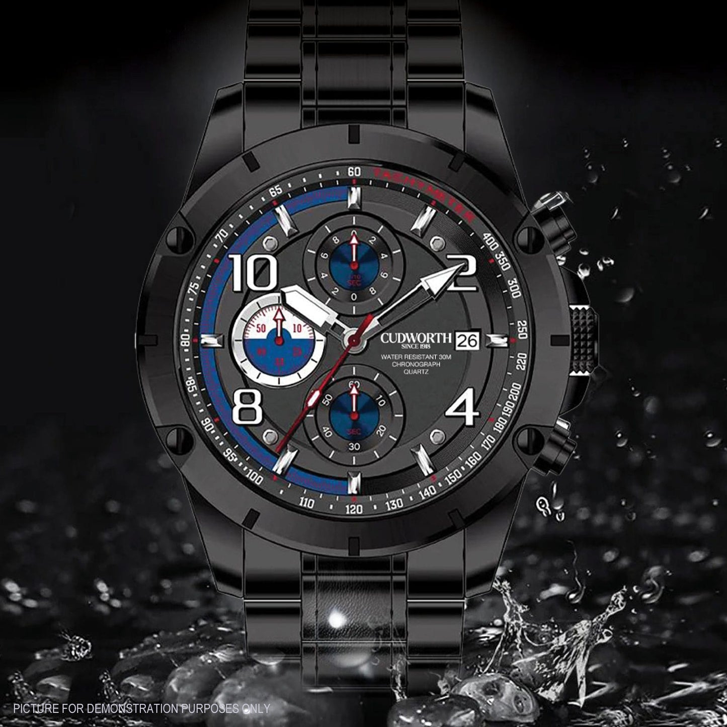 Cudworth Velocity Chronograph, Black Steel Watch