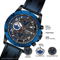 Cudworth Velocity Chronograph, Blue Black & Silicone Watch