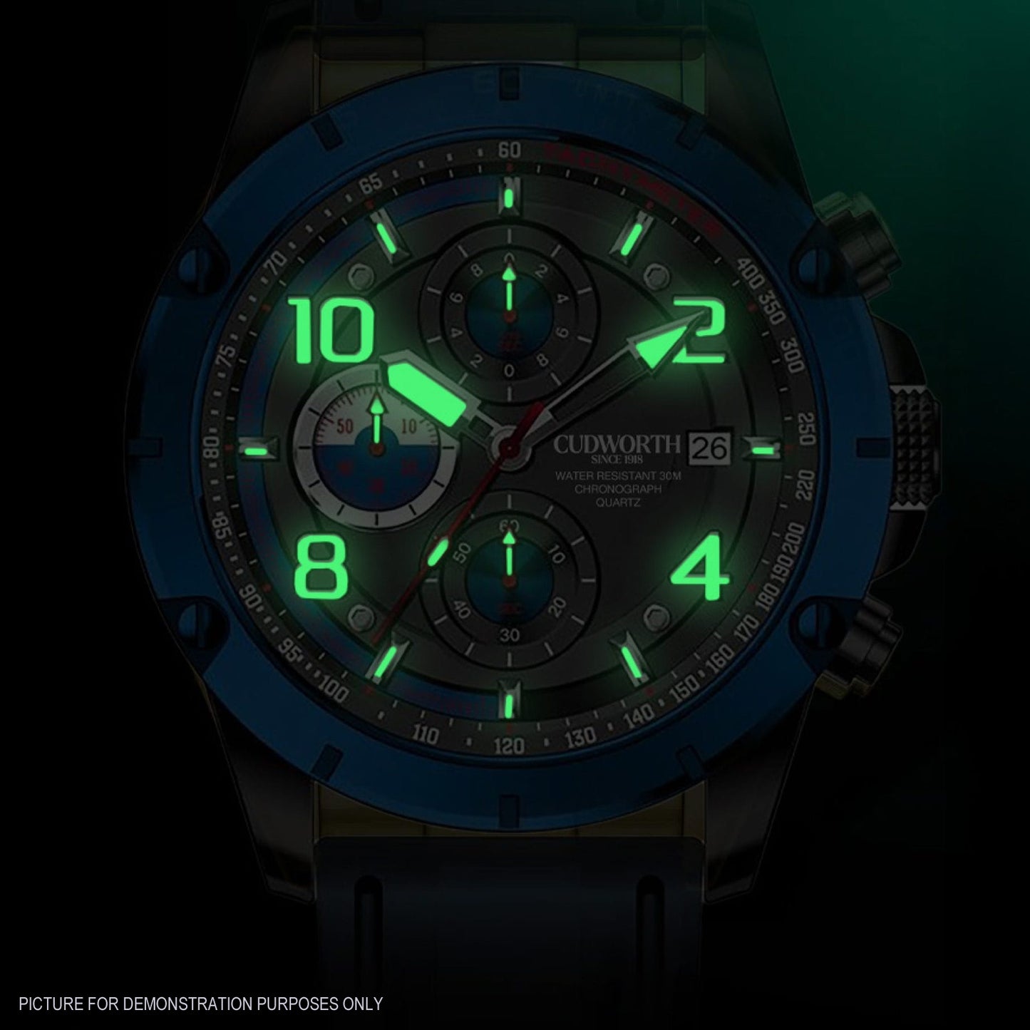 Cudworth Velocity Chronograph, Blue Black & Silicone Watch